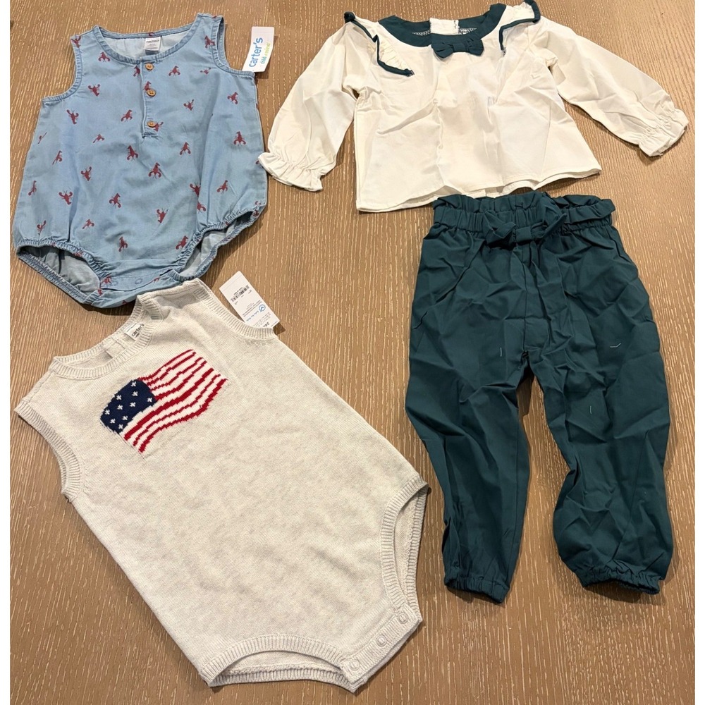 Carter's Baby Girl 24M Clothing‎ Lot Lobster Romper Flag Sweater Vest Outfit NWT